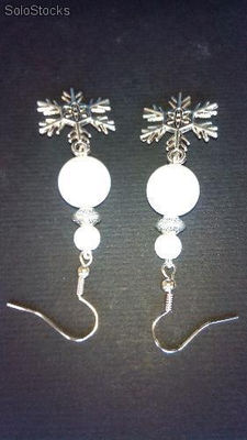 1 Orecchini Pendenti Neve perla Bianca acrilica grande 6 12 mm argento tibetano - Foto 3