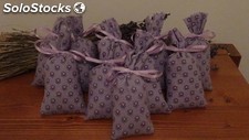 10 sacchetti in tessuto provenzale lilla scuro 13x6cm con circa 15 gr di lavanda