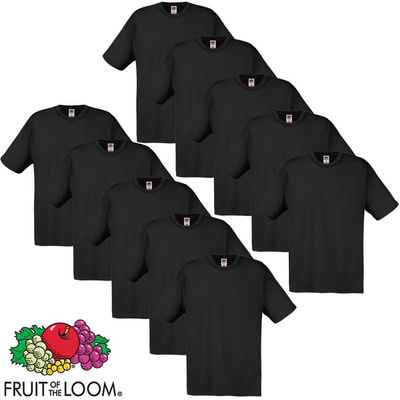 10 t-shirts noirs 100% coton Fruit of the Loom Original S
