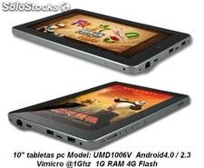 10&quot;umd tablet pc android4.0/2.3 Vimicro Vc882 1Ghz 1g/4g wifi hdmi gps resistiva