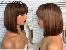 100% capelli umani parrucca con frangia