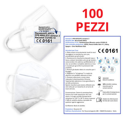 100 pezzi mascherina Italiana certificata CE0161 per protezione contro Covid-19