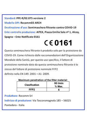 100 pezzi mascherina Italiana certificata CE0161 per protezione contro Covid-19 - Foto 3