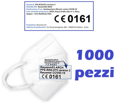 1000 mascherine certificate CE protezione da COVID-19 con fattore nominale FFP2