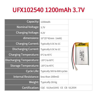 102540 batería de polímero de litio de 3,7 V 1200 mAh para dispositivo de bellez - Foto 2
