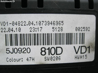 10805 cuadro instrumentos skoda fabia 16 tdi cay 105CV 5P 2010 / VD1-04822.04.10 - Foto 3
