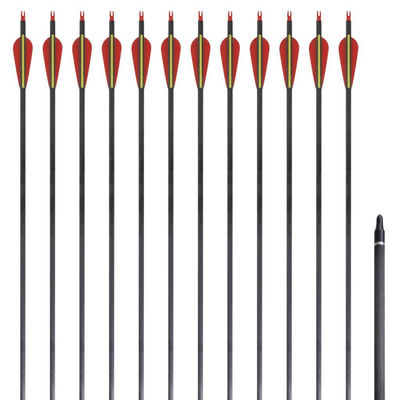 12 flèches standard en carbone 30&quot; 0,76 cm pour arc classique
