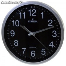 13027 | Reloj Pared Festina FC-0106 30 cm. Diamentro Bisel plata Esfera negra