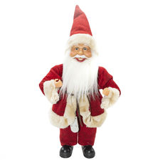 144190 Papá Noel vestido Rojo y Crema Decoración Navideña 40H cm con mini luces