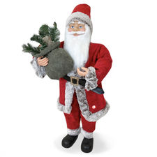 144203 Papá Noel vestido Rojo y Gris Decoración navideña 90Hcm música y luces