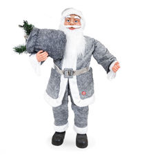 144205 Papá Noel vestido Gris Decoración navideña 50Hcm música y luces