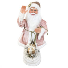 144213 Papá Noel Decoración terciopelo Rosa 80Hcm con música, luces y movimiento