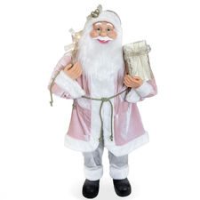 144214 Papá Noel Decoración Vestido terciopelo ROSA 110H con Luces y Sonido