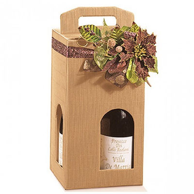 20 u. Caja cartón 4 botella 18X18X34 cm habana kraft