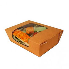 200 cajas con ventana kraft 900ml 18x10x5cm