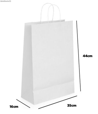 250 uds - Bolsa papel asa rizada 35 x 16 x 44 Blanca Formato vertical - Foto 2