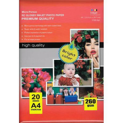 297x210mm a4 rc glossy inkjet photo paper 260g 20 hojas