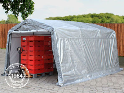 3,30x4,80 m Tendone garage, Box Auto mobile, PE bianco-grigio - Foto 2