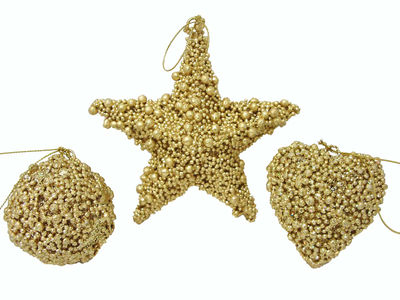 3 colgantes adorno navidad christmas dorado burbuja grande bola estrella corazon