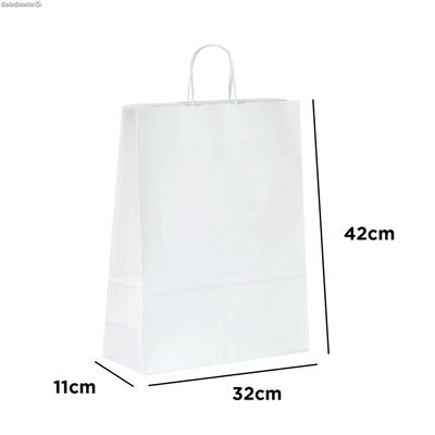 300 uds - Bolsa papel asa rizada 32 x 11 x 42 Blanca Formato vertical - Foto 2