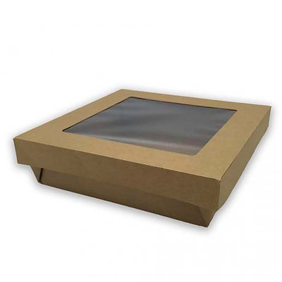 320 cajas con ventana kraft 1470ml 19x19x5cm