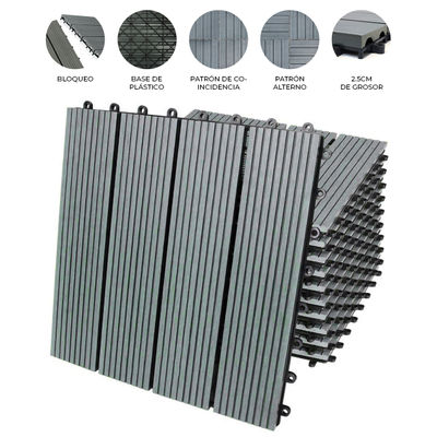 33 Baldosas de Materiales Compuestos de Madera y Plástico (WPC) 30x30cm - Gris