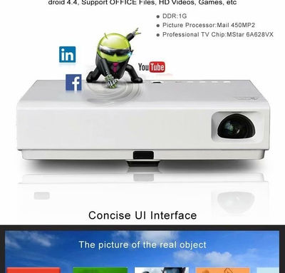 3800 Lúmenes FULL HD Portátil 1080p Android 3D proyector led Laser dlp - Foto 3