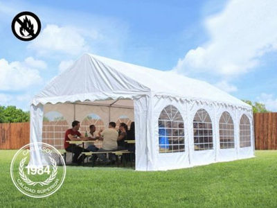3x10m PVC Marquee / Party Tent w. Groundbar, fire resistant white - Foto 2