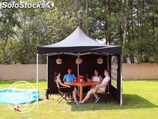 3x3m Gazebo pieghevole con 2 parti laterali, nero