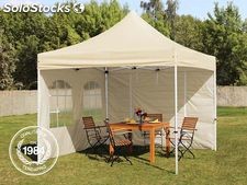 3x3m Gazebo pieghevole PREMIUM con 2 parti laterali, beige