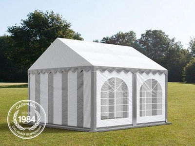 3x3m PVC Marquee / Party Tent w. Groundbar, grey-white