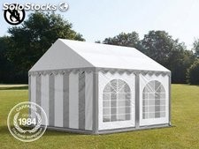 3x4m PVC Marquee / Party Tent w. Groundbar, fire resistant grey-white