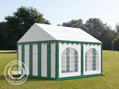 3x4m PVC Marquee / Party Tent w. Groundbar, green-white