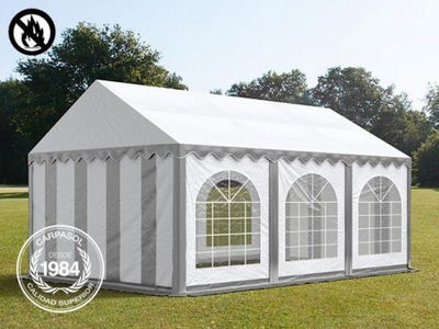 3x6m PVC Marquee / Party Tent w. Groundbar, fire resistant grey-white