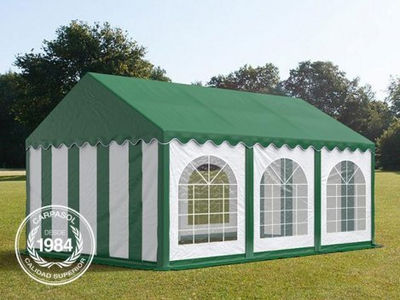 3x6m PVC Marquee / Party Tent w. Groundbar, green-white