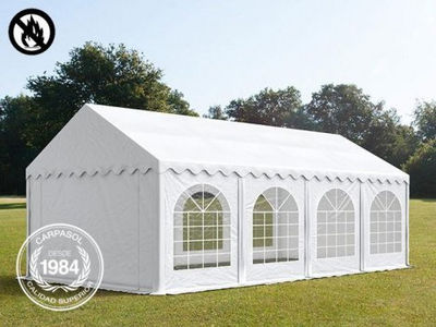 3x8m PVC Marquee / Party Tent w. Groundbar, fire resistant white