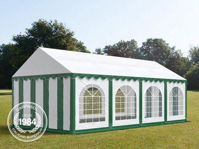 3x8m PVC Marquee / Party Tent w. Groundbar, green-white