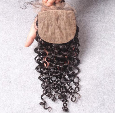 4 * 4 fermeture de la base vraie perruque de cheveux aiguille tissés à la main p - Photo 5