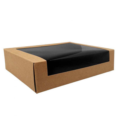 400 cajas con ventana kraft negro 1230ml 20x14x5cm