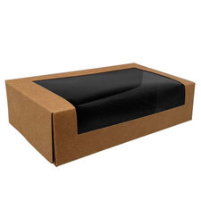 400 cajas con ventana kraft negro 835ml 19x10x5cm