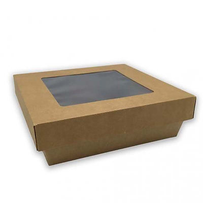 480 cajas con ventana kraft 1000ml 16x16x5cm