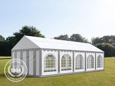 4x10m PVC Marquee / Party Tent w. Groundbar, grey-white