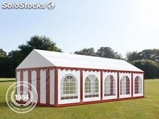 4x10m PVC Marquee / Party Tent w. Groundbar, red-white