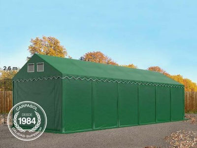 4x12m 2.6m Sides PVC Storage Tent / Shelter w. Groundbar, dark green