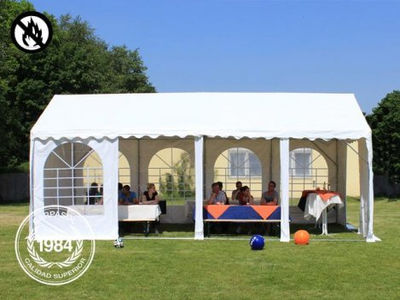 4x14m 2.6m Sides PVC Marquee / Party Tent w. Groundbar, fire resistant white - Foto 2