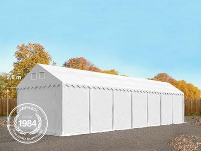 4x14m 2.6m Sides PVC Storage Tent / Shelter w. Groundbar, white