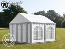 4x4m PVC Marquee / Party Tent w. Groundbar, fire resistant grey-white