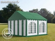 4x4m PVC Marquee / Party Tent w. Groundbar, green-white