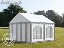 4x4m PVC Marquee / Party Tent w. Groundbar, grey-white
