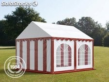 4x4m PVC Marquee / Party Tent w. Groundbar, red-white